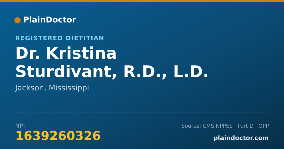 Shareable card for Kristina Sturdivant, R.D., L.D. - Registered Dietitian, Jackson, MS