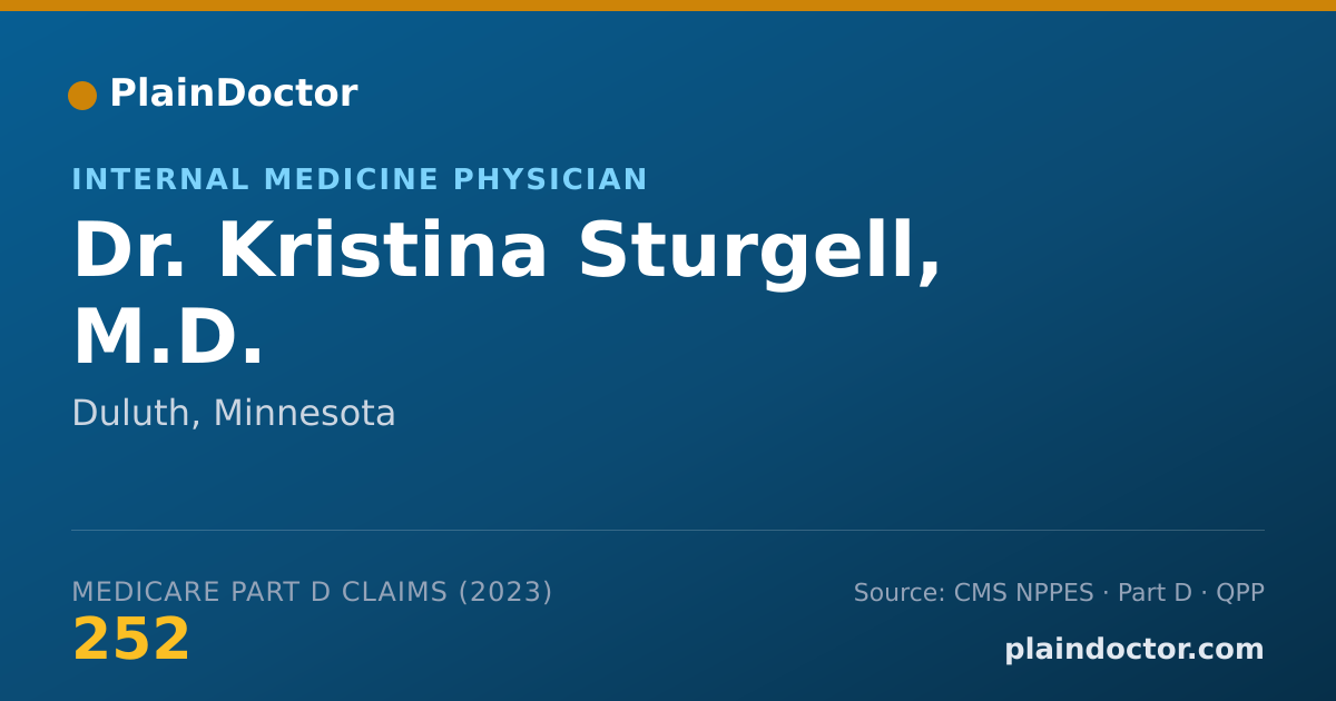 Shareable card for Kristina Sturgell, M.D. - Internal Medicine Physician, Duluth, MN