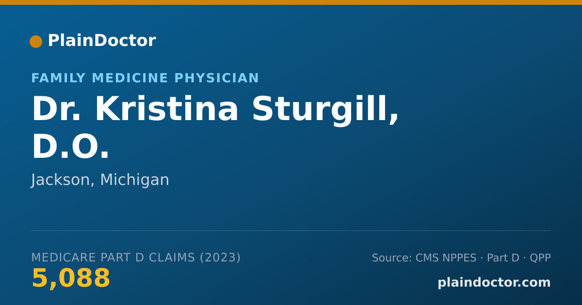 Shareable card for Kristina Sturgill, D.O. - Family Medicine Physician, Jackson, MI