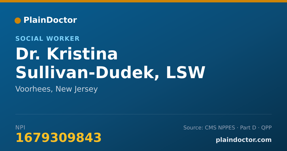 Shareable card for Kristina Sullivan-Dudek, LSW - Social Worker, Voorhees, NJ