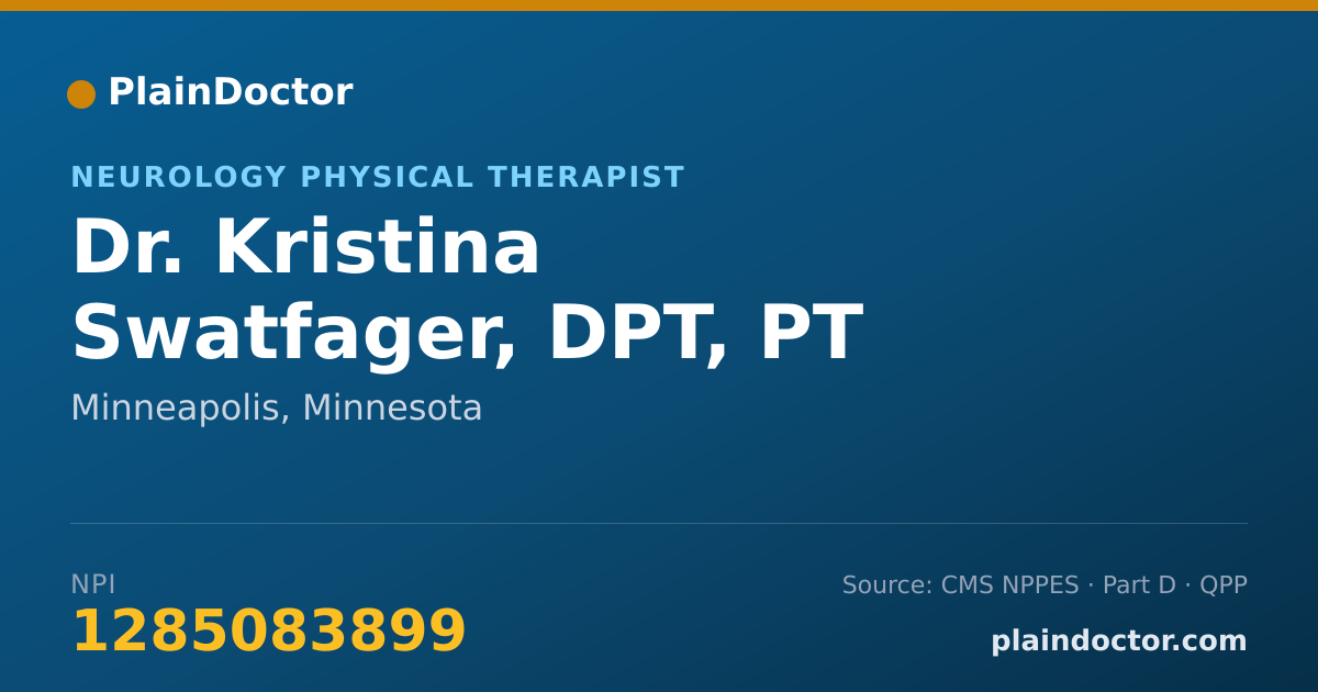 Shareable card for Kristina Swatfager, DPT, PT - Neurology Physical Therapist, Minneapolis, MN