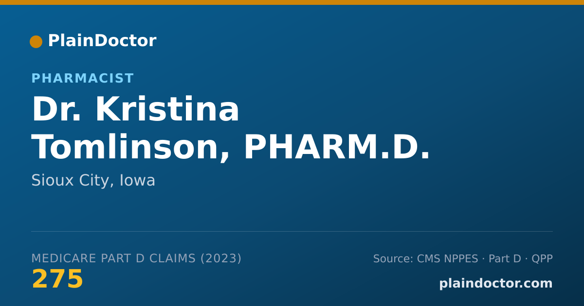 Shareable card for Kristina Tomlinson, PHARM.D. - Pharmacist, Sioux City, IA