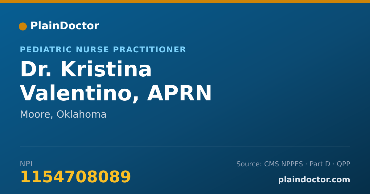 Shareable card for Kristina Valentino, APRN - Pediatric Nurse Practitioner, Moore, OK