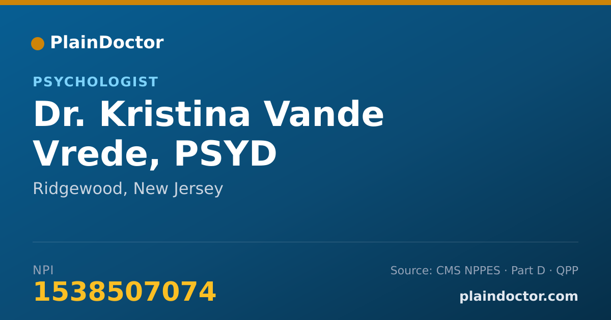 Shareable card for Kristina Vande Vrede, PSYD - Psychologist, Ridgewood, NJ