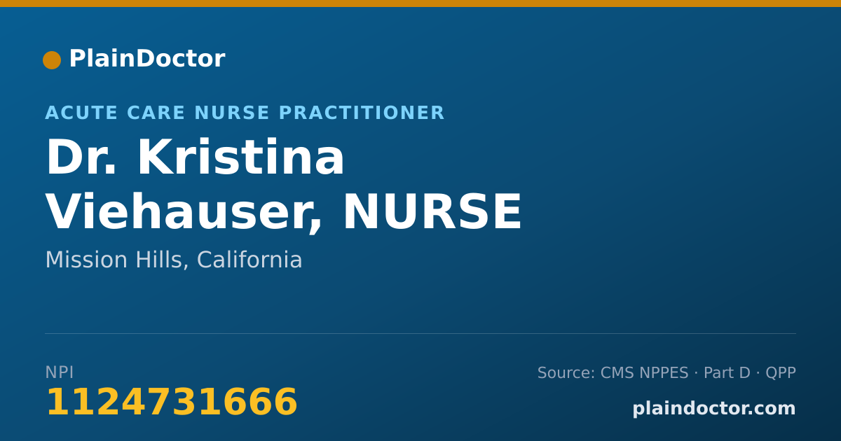 Shareable card for Kristina Viehauser, NURSE PRACTITIONER, - Acute Care Nurse Practitioner, Mission Hills, CA
