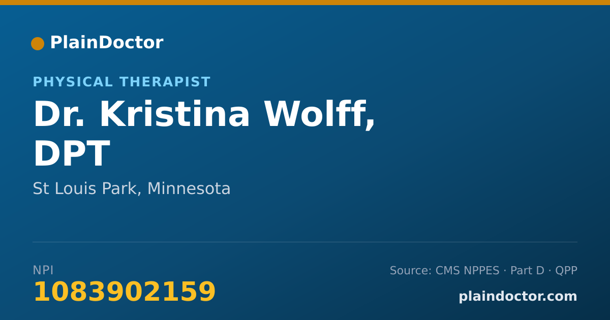 Shareable card for Kristina Wolff, DPT - Physical Therapist, St Louis Park, MN