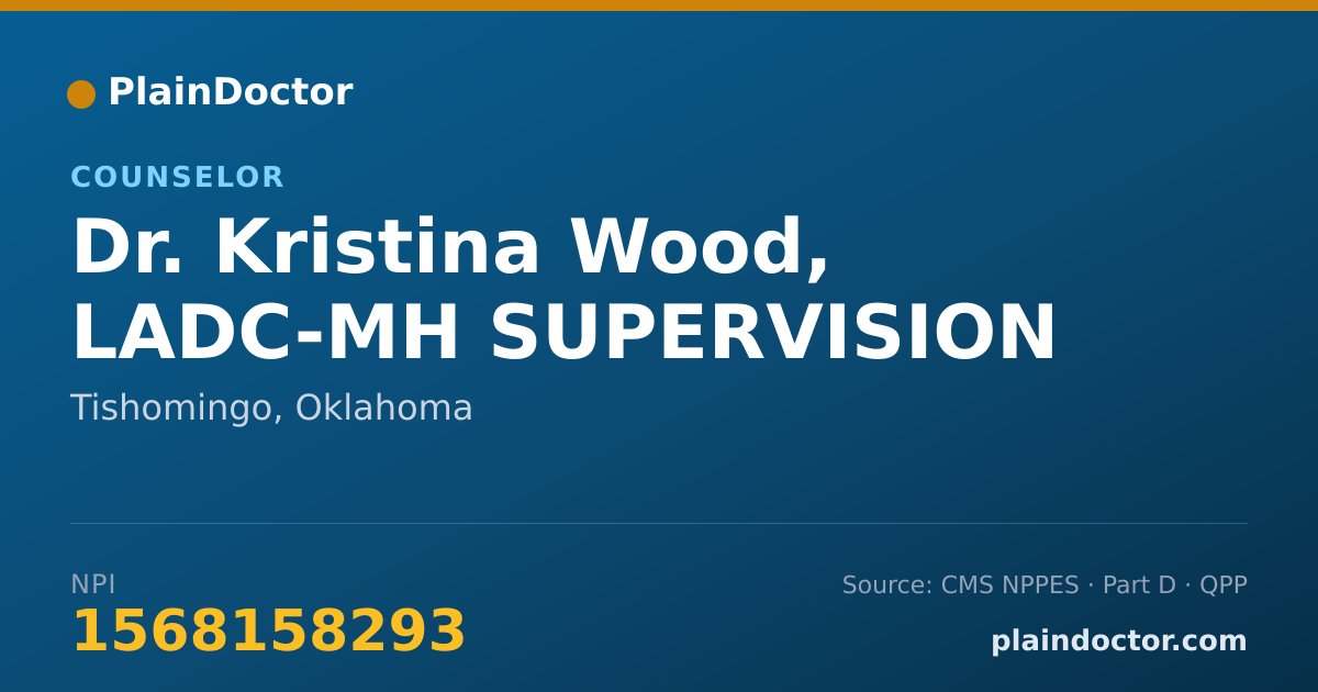 Shareable card for Kristina Wood, LADC-MH SUPERVISION - Counselor, Tishomingo, OK