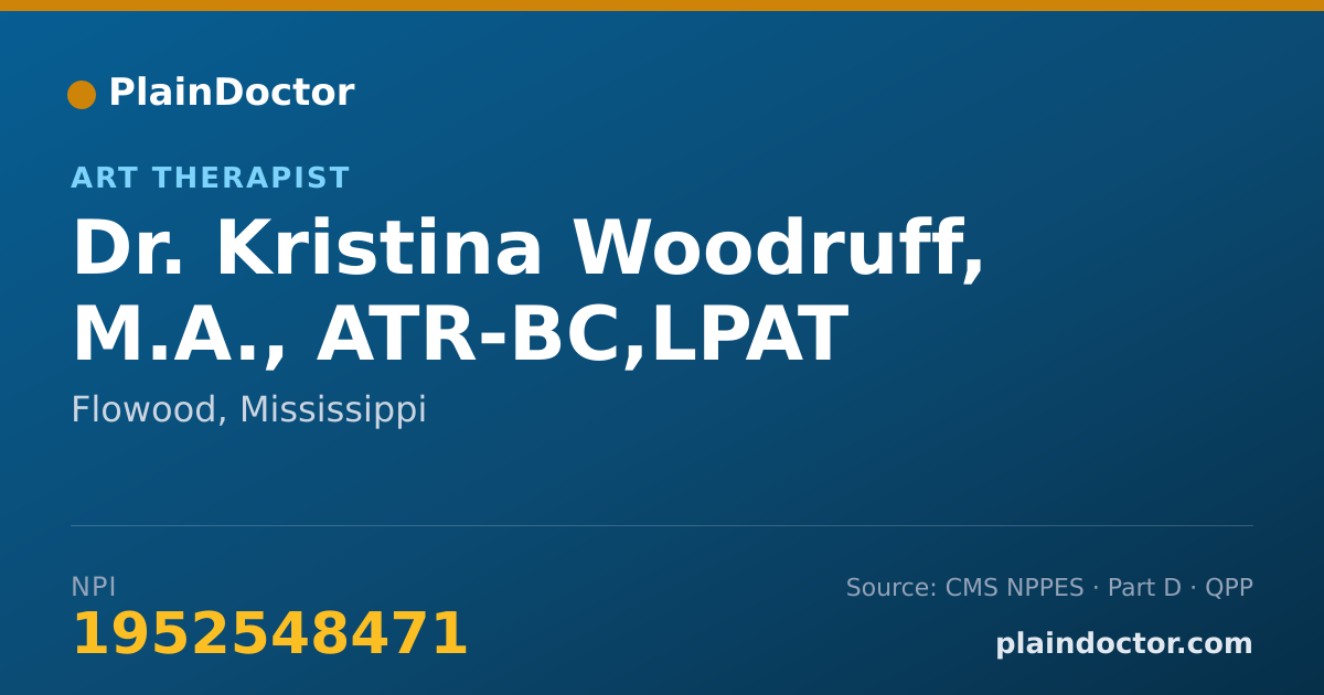 Shareable card for Kristina Woodruff, M.A., ATR-BC,LPAT - Art Therapist, Flowood, MS