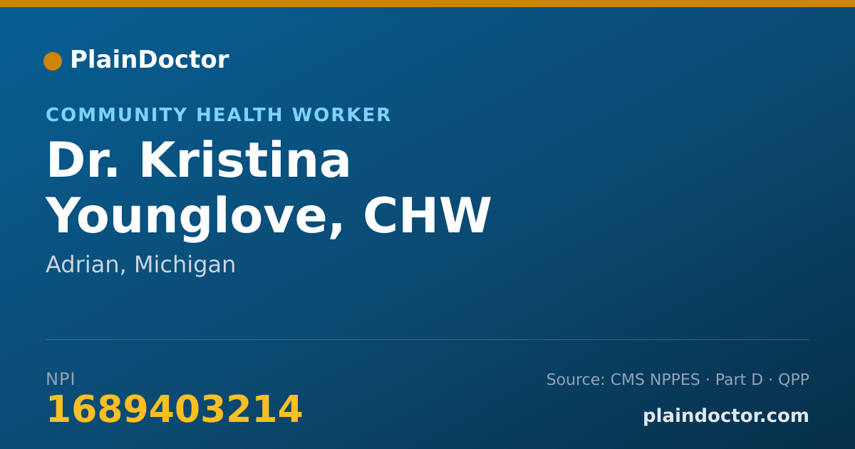 Shareable card for Kristina Younglove, CHW - Community Health Worker, Adrian, MI
