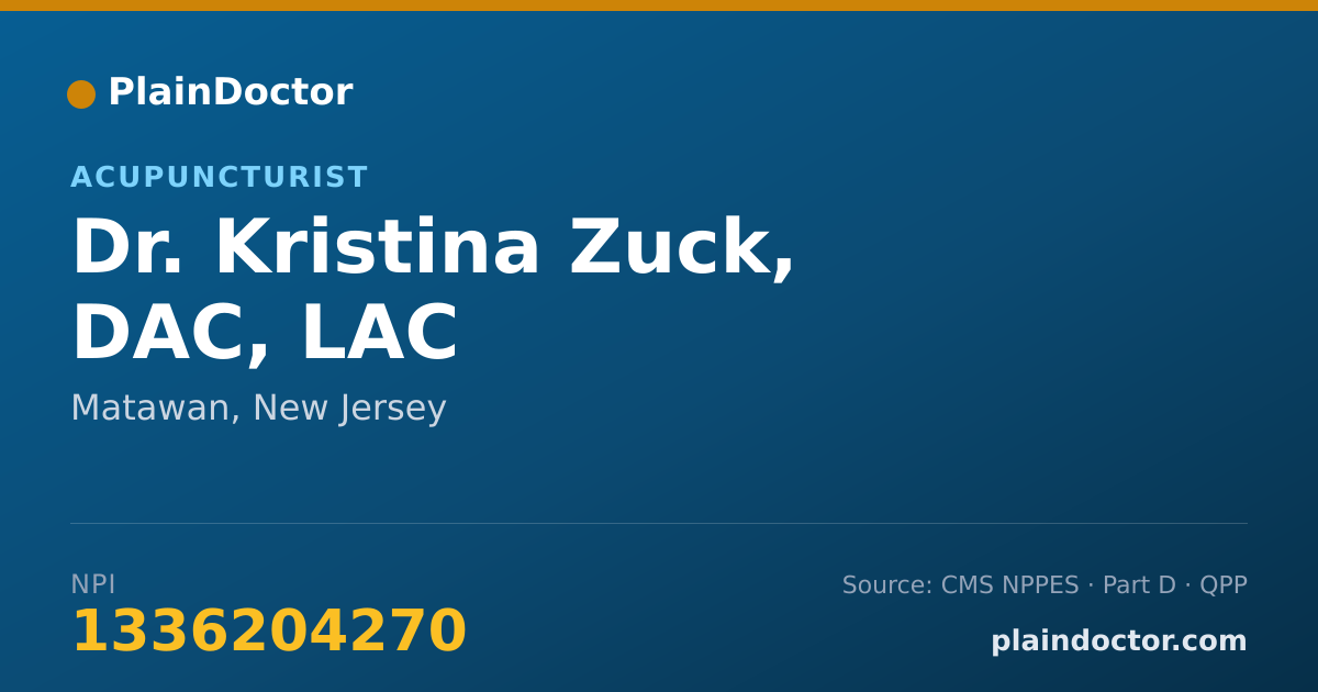 Shareable card for Kristina Zuck, DAC, LAC - Acupuncturist, Matawan, NJ