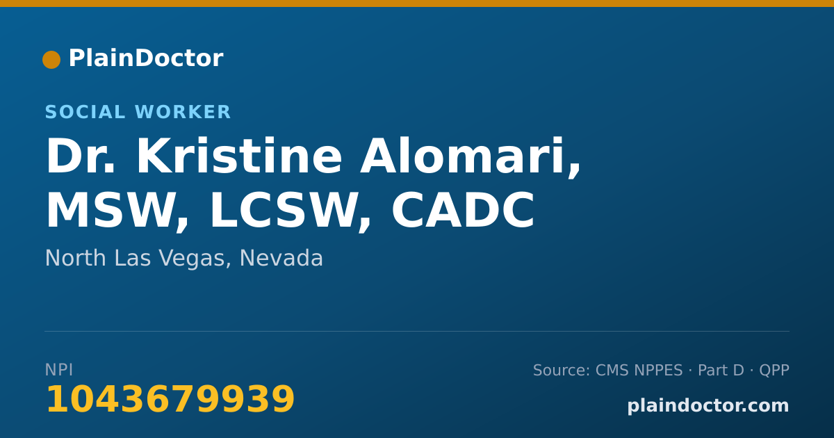 Shareable card for Kristine Alomari, MSW, LCSW, CADC - Social Worker, North Las Vegas, NV