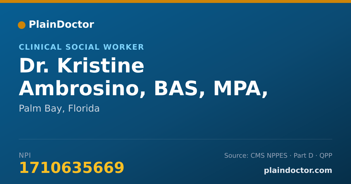 Shareable card for Kristine Ambrosino, BAS, MPA, MSW, LCSW - Clinical Social Worker, Palm Bay, FL