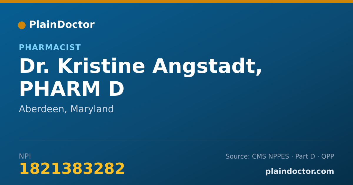 Shareable card for Kristine Angstadt, PHARM D - Pharmacist, Aberdeen, MD