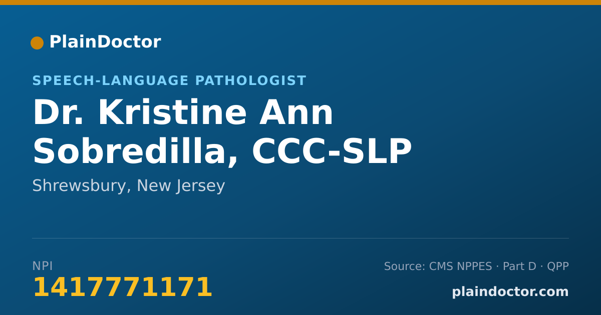Shareable card for Kristine Ann Sobredilla, CCC-SLP - Speech-Language Pathologist, Shrewsbury, NJ