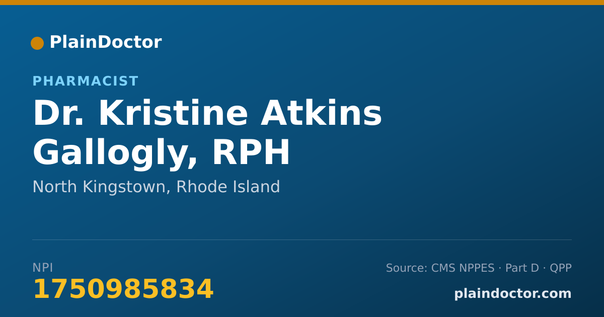 Shareable card for Kristine Atkins Gallogly, RPH - Pharmacist, North Kingstown, RI