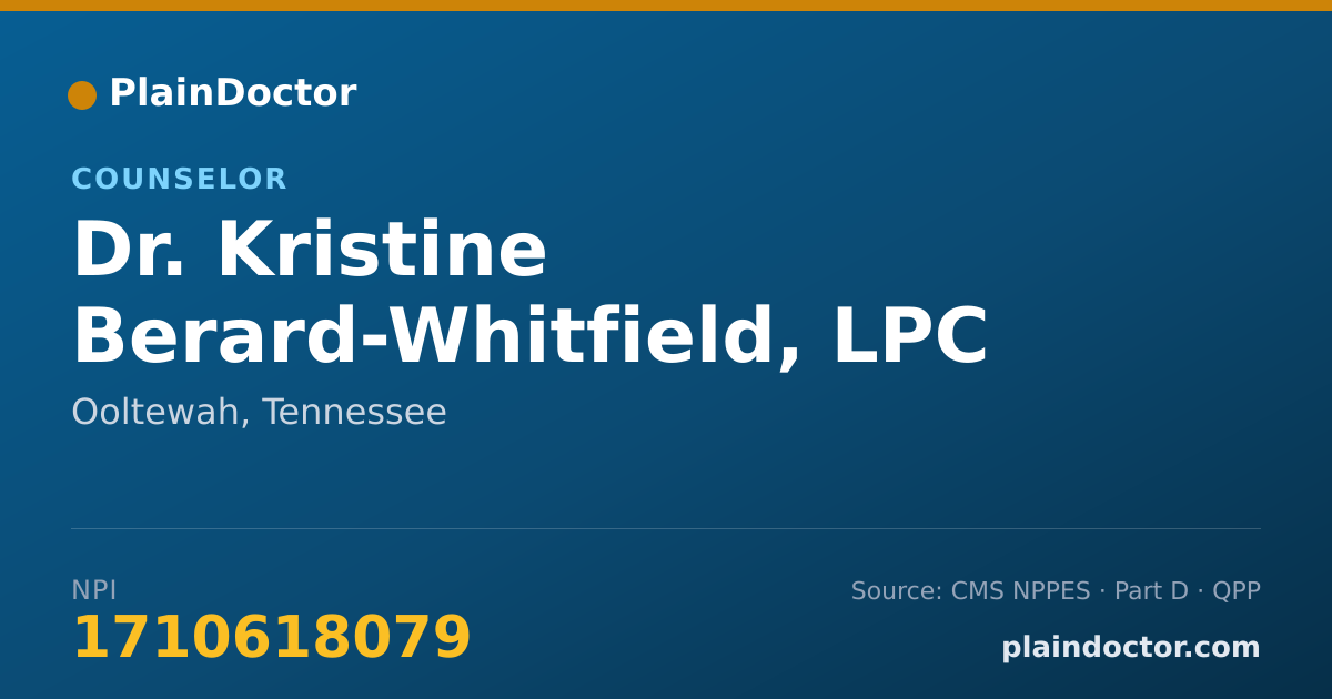 Shareable card for Kristine Berard-Whitfield, LPC - Counselor, Ooltewah, TN