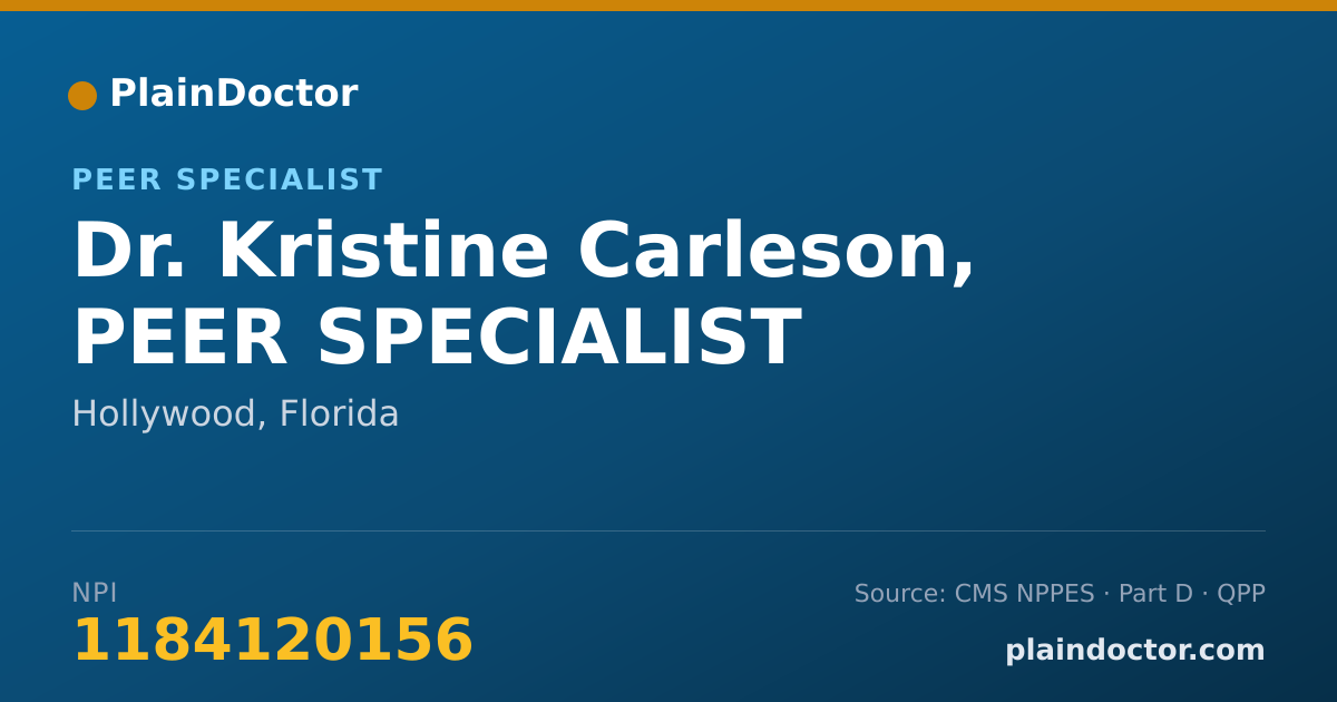 Shareable card for Kristine Carleson, PEER SPECIALIST - Peer Specialist, Hollywood, FL
