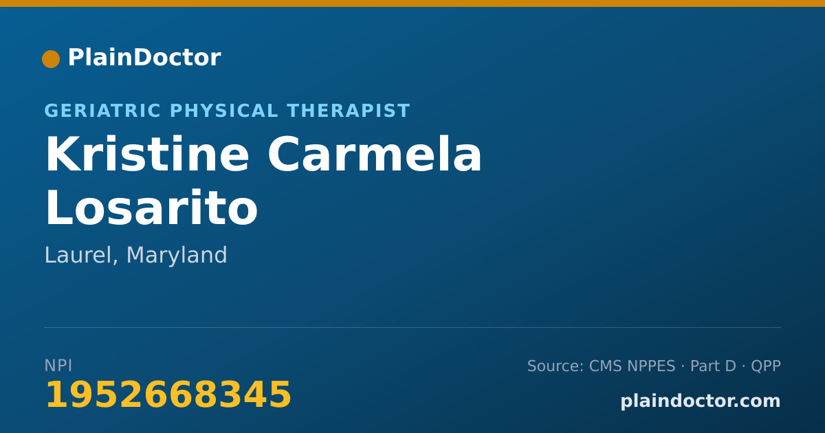 Shareable card for Kristine Carmela Losarito - Geriatric Physical Therapist, Laurel, MD