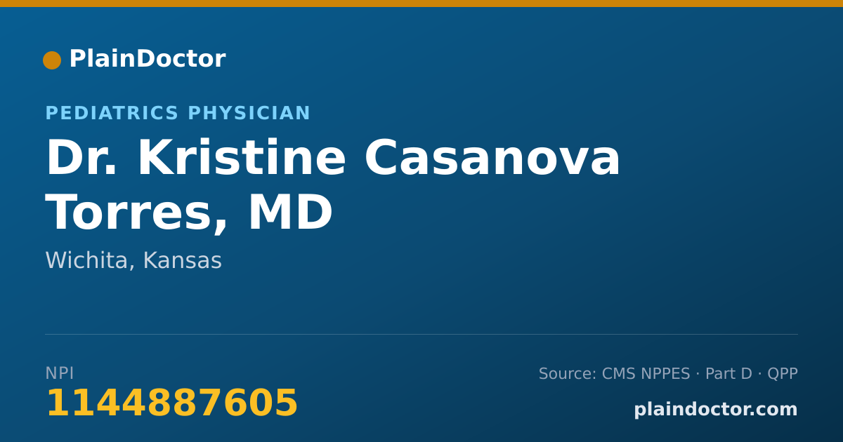 Shareable card for Kristine Casanova Torres, MD - Pediatrics Physician, Wichita, KS