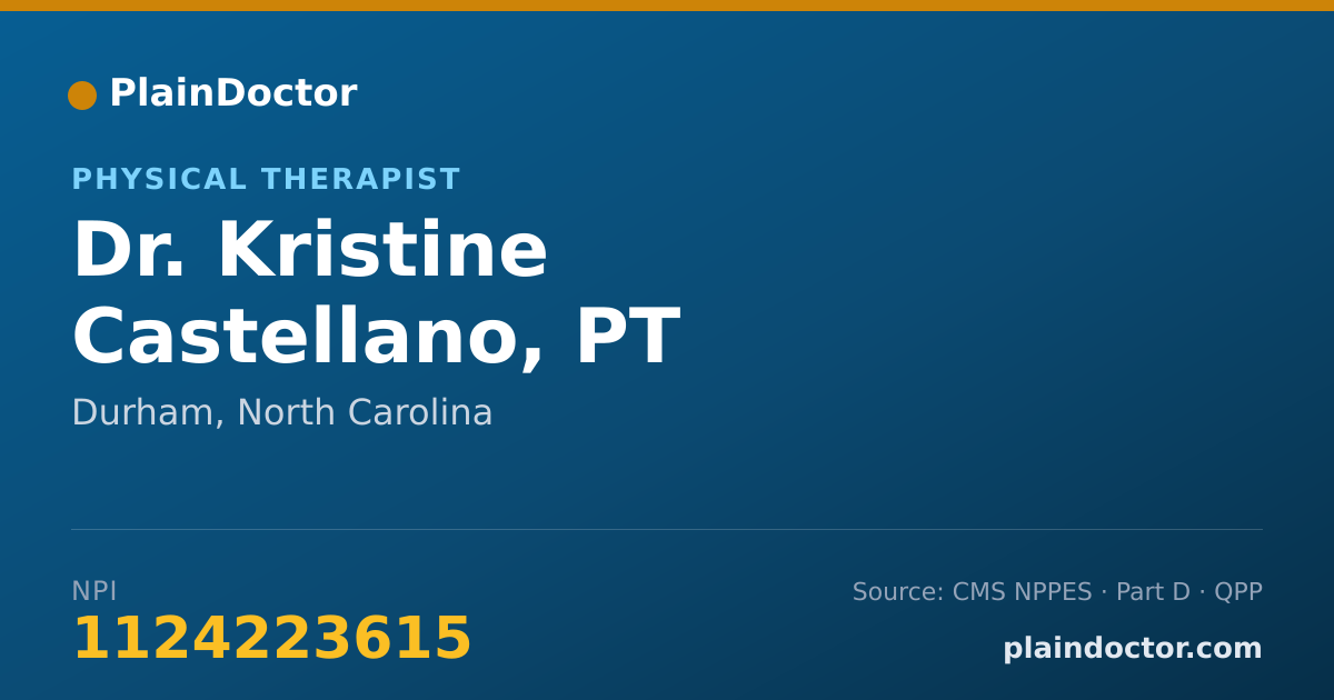 Shareable card for Kristine Castellano, PT - Physical Therapist, Durham, NC