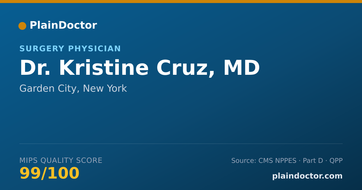 Shareable card for Kristine Cruz, MD - Surgery Physician, Garden City, NY