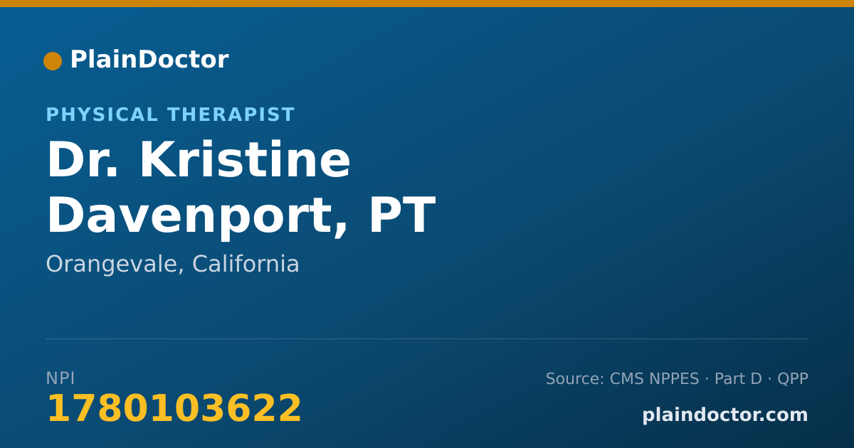 Shareable card for Kristine Davenport, PT - Physical Therapist, Orangevale, CA