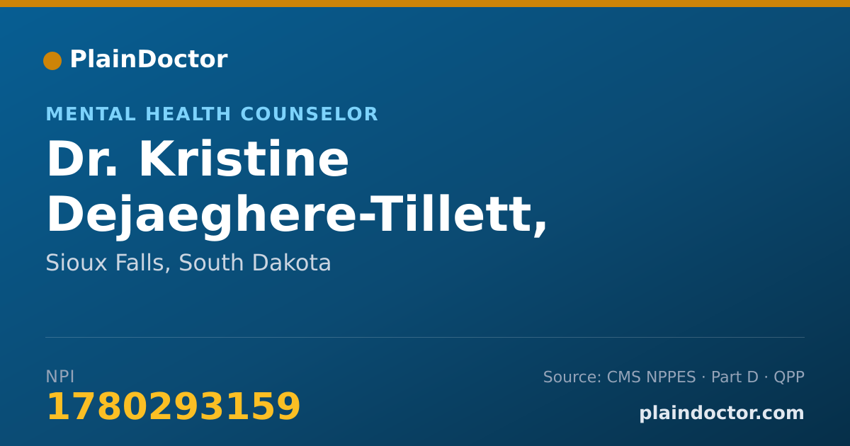 Shareable card for Kristine Dejaeghere-Tillett, LPC - Mental Health Counselor, Sioux Falls, SD