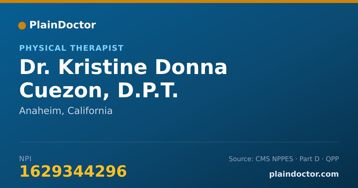 Shareable card for Kristine Donna Cuezon, D.P.T. - Physical Therapist, Anaheim, CA
