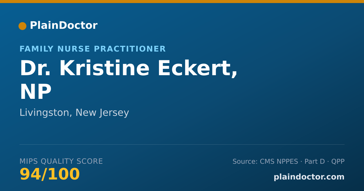 Shareable card for Kristine Eckert, NP - Family Nurse Practitioner, Livingston, NJ
