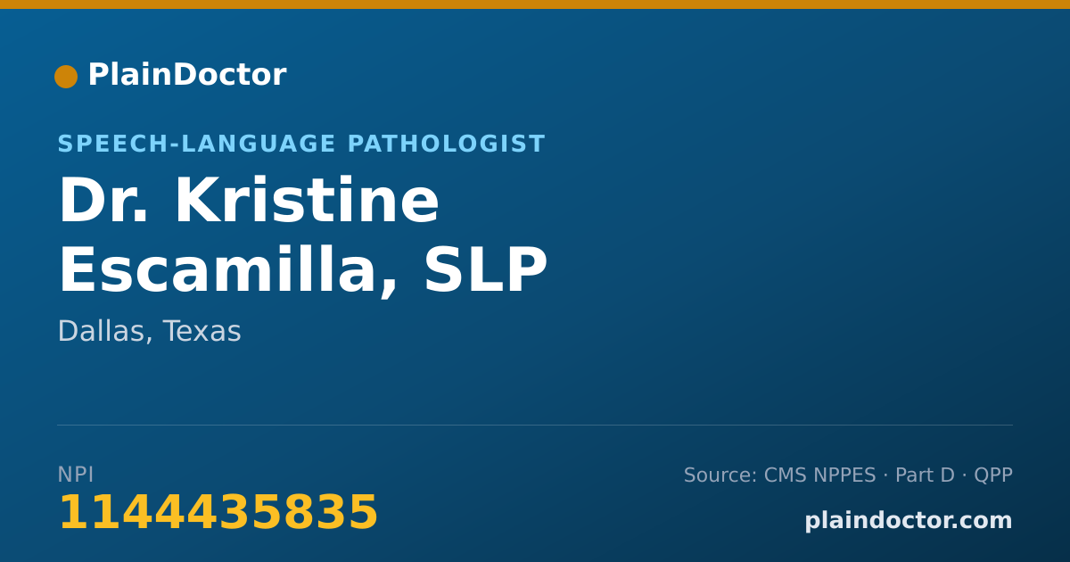 Shareable card for Kristine Escamilla, SLP - Speech-Language Pathologist, Dallas, TX