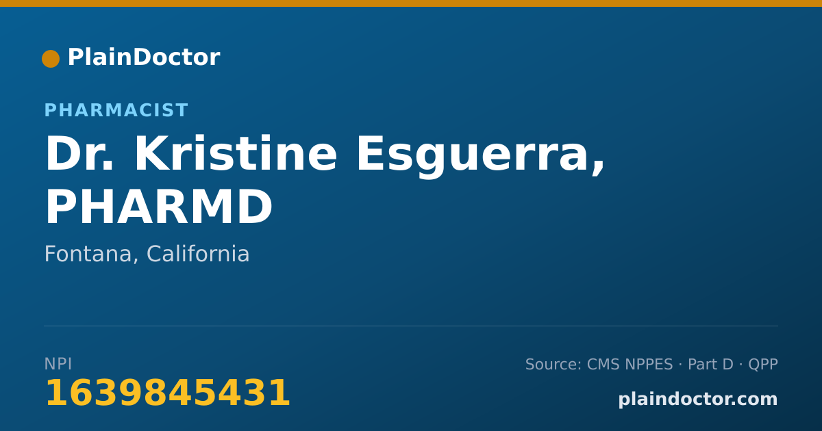 Shareable card for Kristine Esguerra, PHARMD - Pharmacist, Fontana, CA