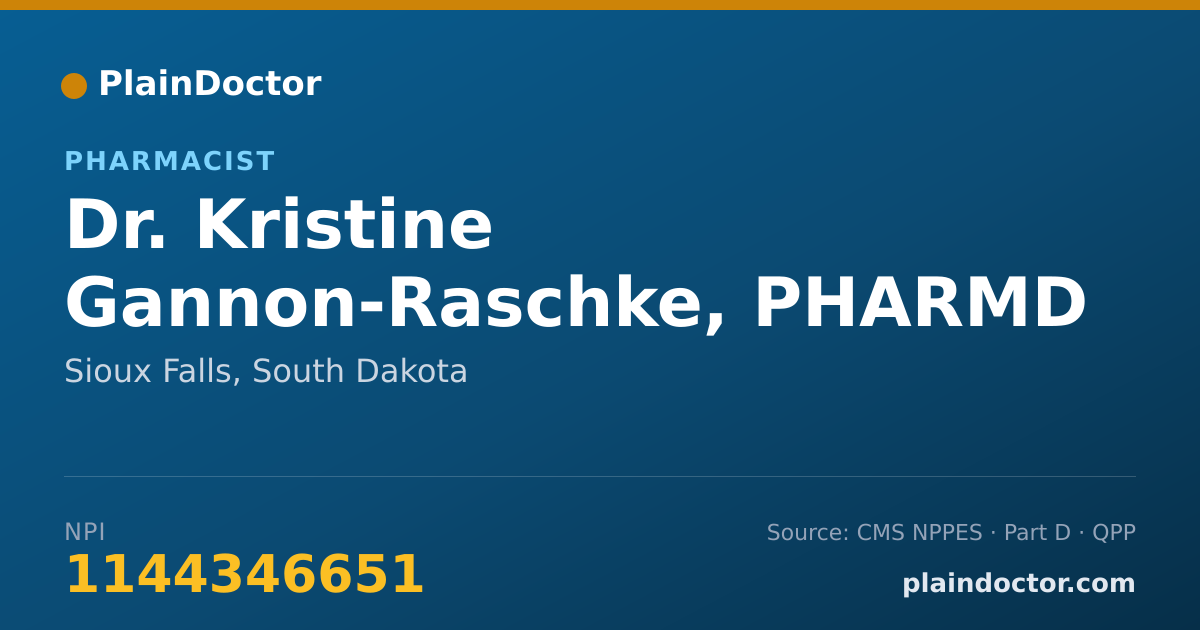 Shareable card for Kristine Gannon-Raschke, PHARMD - Pharmacist, Sioux Falls, SD
