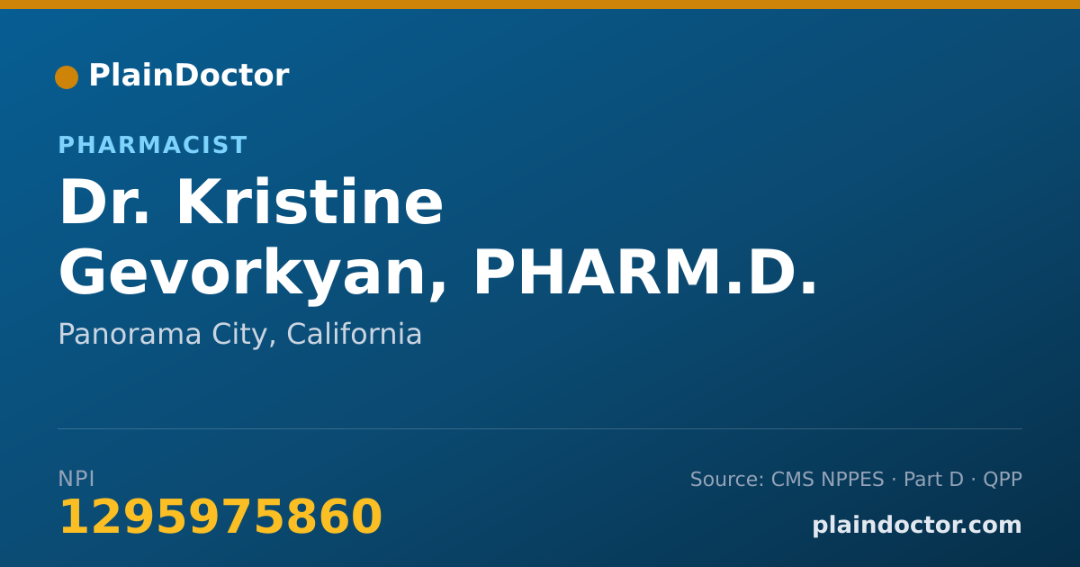 Shareable card for Kristine Gevorkyan, PHARM.D. - Pharmacist, Panorama City, CA