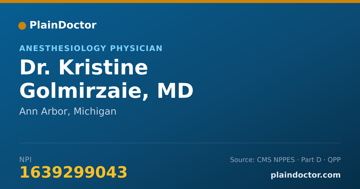 Shareable card for Kristine Golmirzaie, MD - Anesthesiology Physician, Ann Arbor, MI