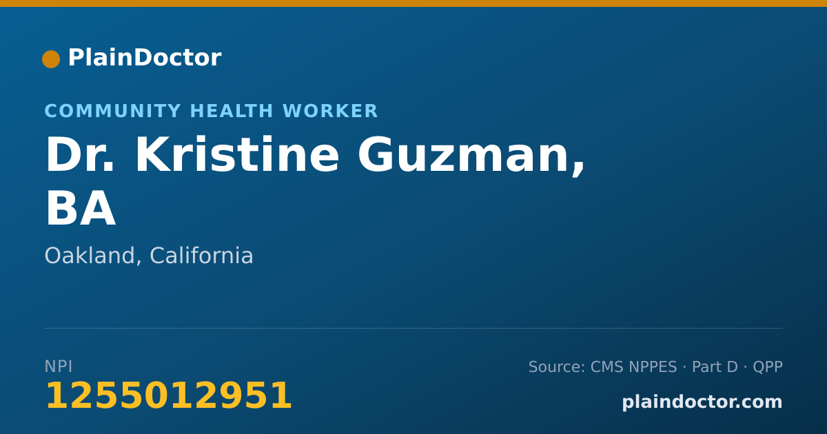 Shareable card for Kristine Guzman, BA - Community Health Worker, Oakland, CA
