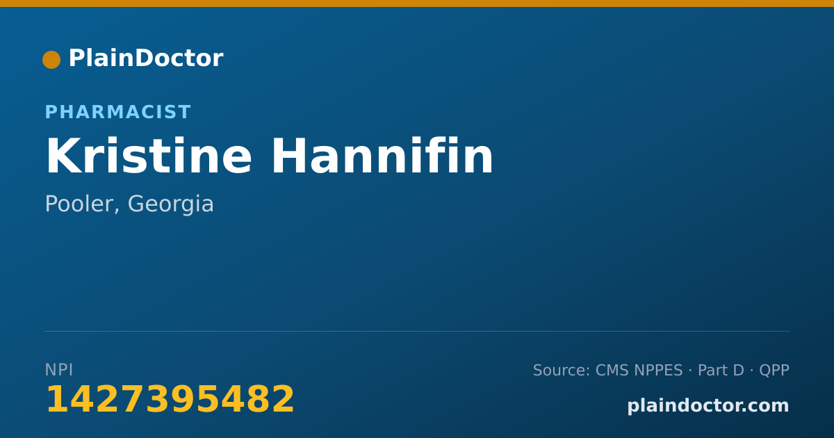 Shareable card for Kristine Hannifin - Pharmacist, Pooler, GA