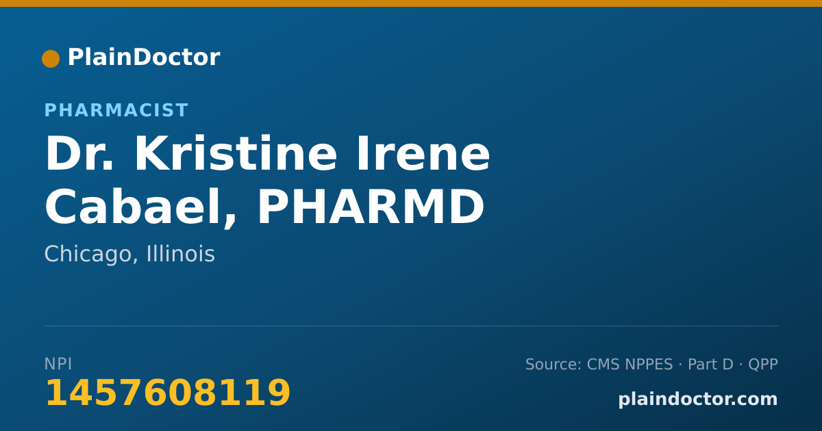 Shareable card for Kristine Irene Cabael, PHARMD - Pharmacist, Chicago, IL