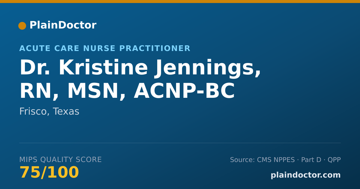Shareable card for Kristine Jennings, RN, MSN, ACNP-BC - Acute Care Nurse Practitioner, Frisco, TX