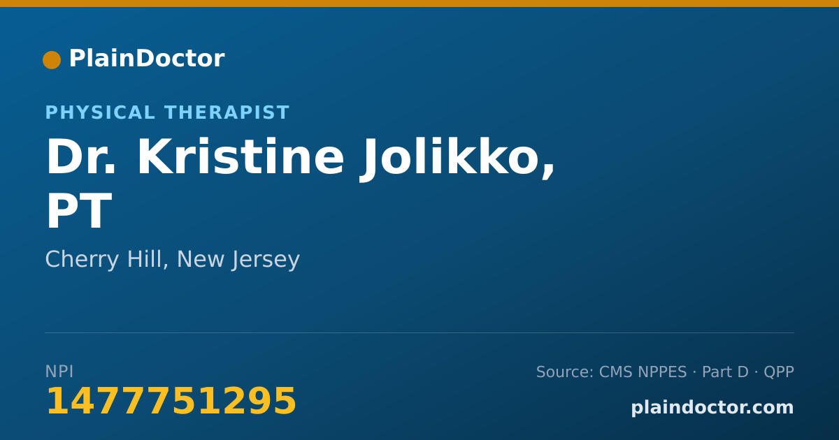 Shareable card for Kristine Jolikko, PT - Physical Therapist, Cherry Hill, NJ