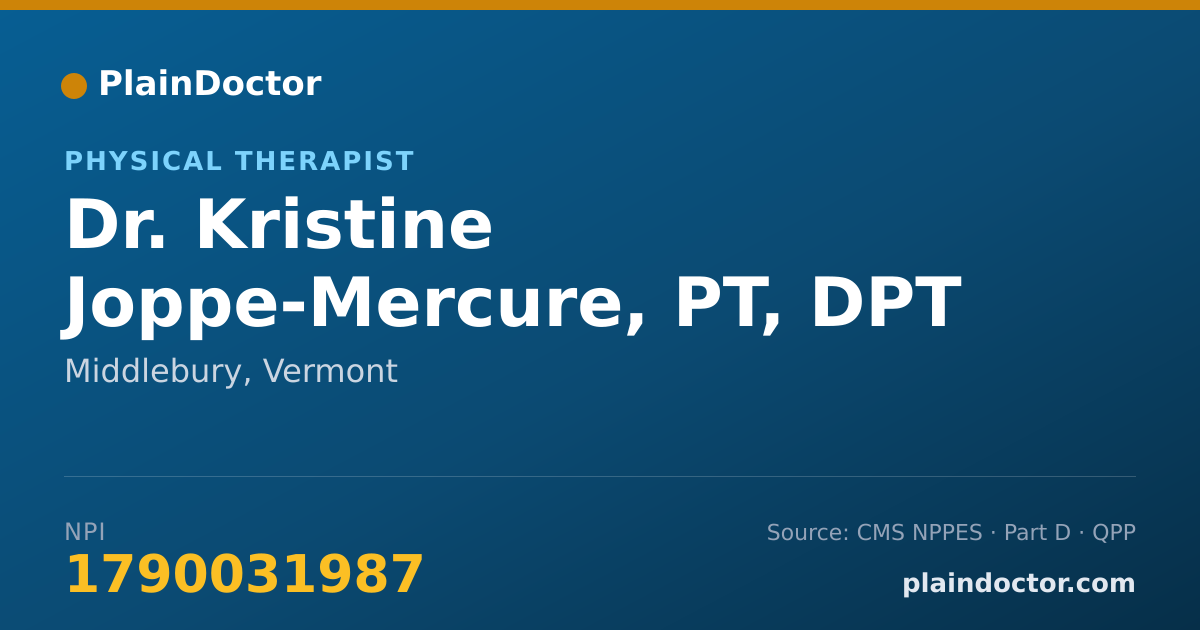 Shareable card for Kristine Joppe-Mercure, PT, DPT - Physical Therapist, Middlebury, VT