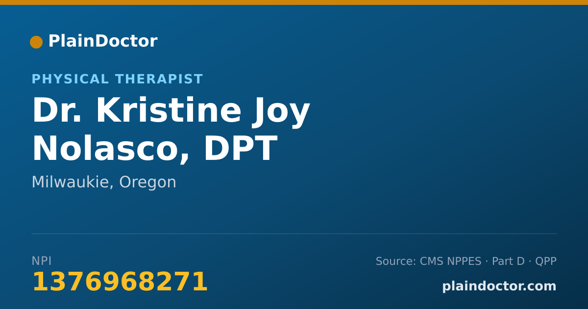 Shareable card for Kristine Joy Nolasco, DPT - Physical Therapist, Milwaukie, OR