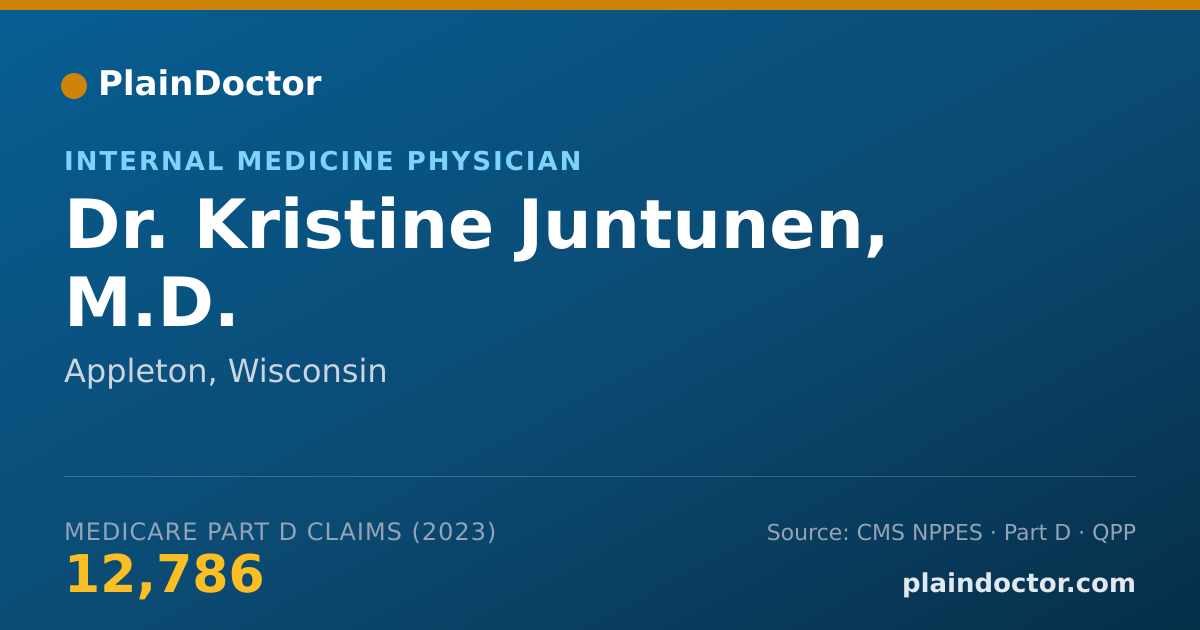 Shareable card for Kristine Juntunen, M.D. - Internal Medicine Physician, Appleton, WI