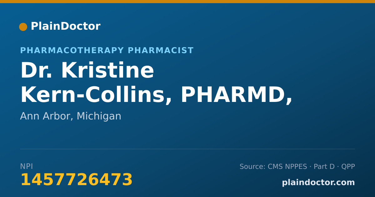 Shareable card for Kristine Kern-Collins, PHARMD, BCPS - Pharmacotherapy Pharmacist, Ann Arbor, MI
