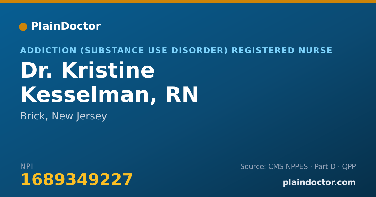 Shareable card for Kristine Kesselman, RN - Addiction (Substance Use Disorder) Registered Nurse, Brick, NJ