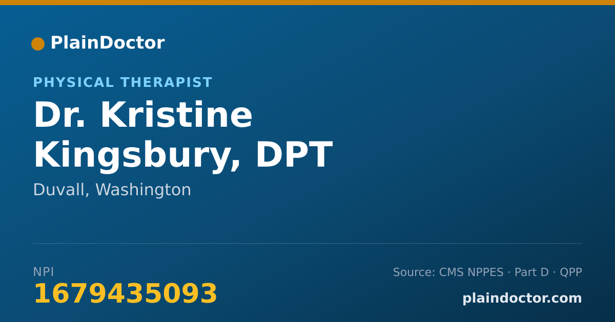 Shareable card for Kristine Kingsbury, DPT - Physical Therapist, Duvall, WA