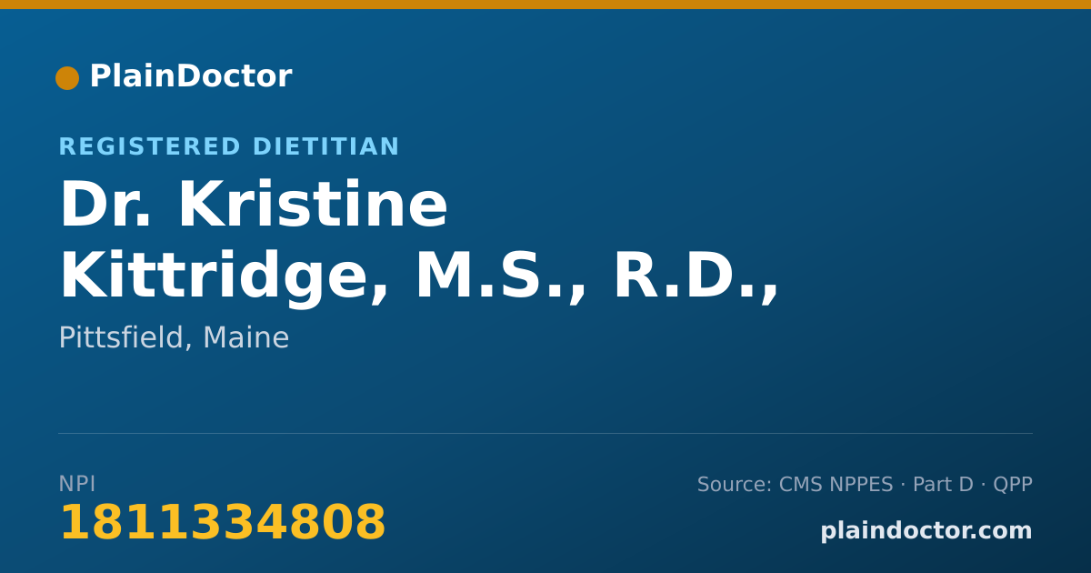 Shareable card for Kristine Kittridge, M.S., R.D., L.D. - Registered Dietitian, Pittsfield, ME