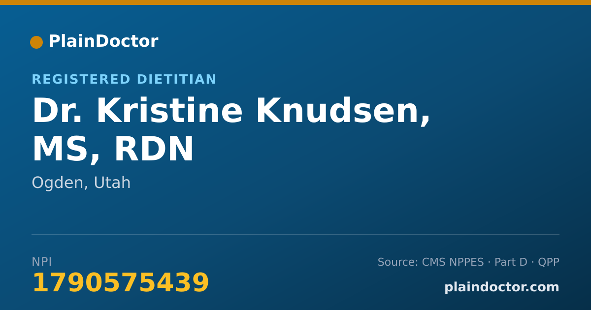 Shareable card for Kristine Knudsen, MS, RDN - Registered Dietitian, Ogden, UT