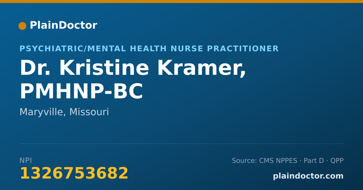 Shareable card for Kristine Kramer, PMHNP-BC - Psychiatric/Mental Health Nurse Practitioner, Maryville, MO