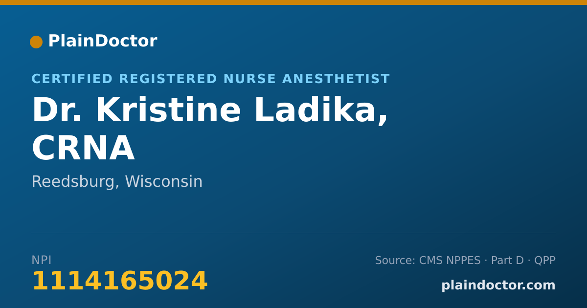 Shareable card for Kristine Ladika, CRNA - Certified Registered Nurse Anesthetist, Reedsburg, WI