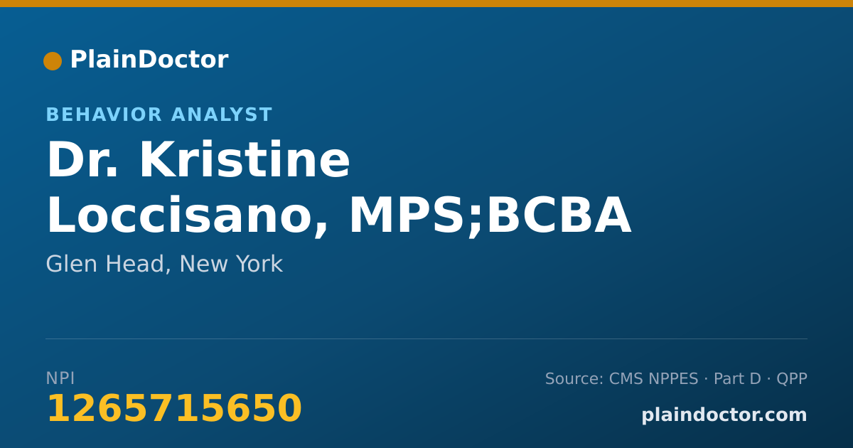 Shareable card for Kristine Loccisano, MPS;BCBA - Behavior Analyst, Glen Head, NY